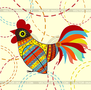 Cock bird ethnic pattern - vector clipart