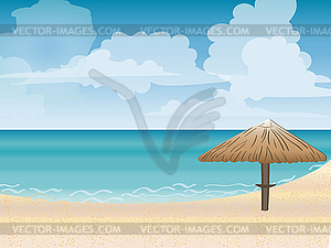 Umbrellas coast horizon landscape - vector clipart / vector image