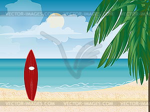 Surfboard beach vacation - vector image