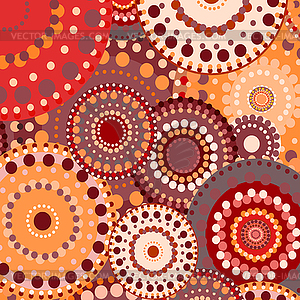 Vintage circular retro ornament background red - vector image