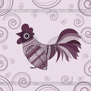 Cock bird ethnic pattern - vector clip art