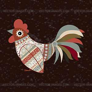 Cock bird ethnic pattern - vector clipart