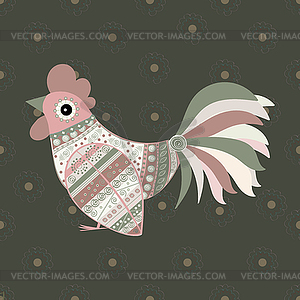 Cock bird ethnic pattern - vector image