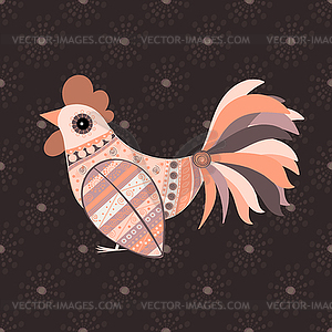 Cock bird ethnic pattern - vector clip art