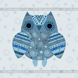 Cute owl with ethnic ornament - vector clipart / vector image