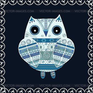 Cute owl with ethnic ornament - vector image