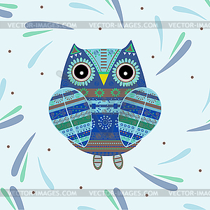 Cute owl with ethnic ornament - vector image