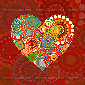 Vintage heart on red background - vector clipart