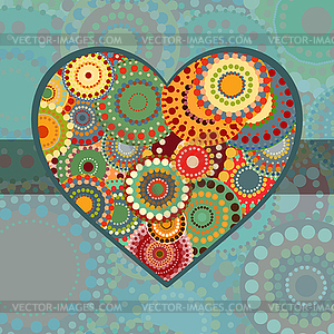 Vintage heart with ribbon romantic background - vector clipart