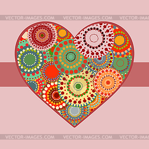 Vintage heart with ribbon romantic background - vector clip art