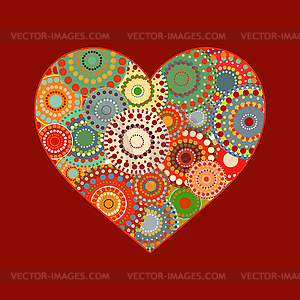 Vintage heart on red background - vector image