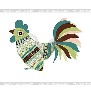Cock bird ethnic pattern - vector image