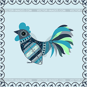 Cock bird ethnic pattern - vector clipart