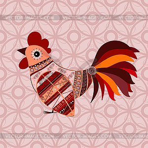 Cock bird ethnic pattern - vector image