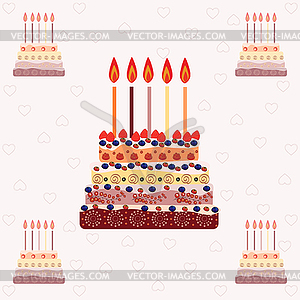 Birthday cake with five candles. Five years - stock vector clipart