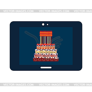 Birthday cake with twenty candles. Twenty years - vector clip art