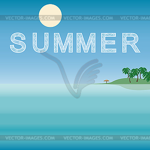 Море, горизонт, природа пейзаж лето - изображение в векторном формате