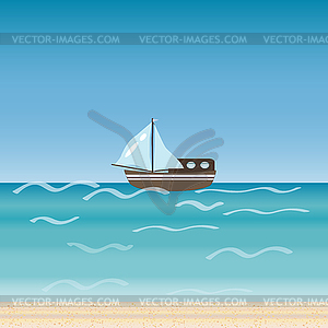 Water transport travel ship across sea river ocean - vector image