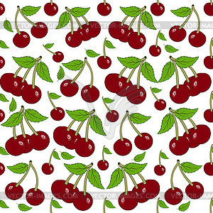 Seamless background with cherry berries - vector image