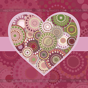 Vintage bright colorful heart pink ribbon - stock vector clipart