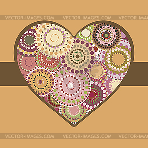 Vintage bright colorful heart green ribbon - vector image