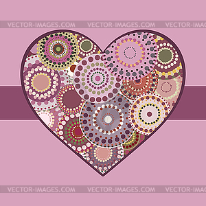 Vintage bright colorful heart pink ribbon - vector clip art