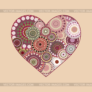 Vintage heart greeting card - vector clip art