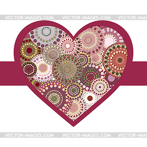 Vintage bright colorful heart crimson ribbon - vector clipart