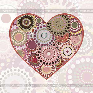 Vintage multi colored patterned heart - vector image