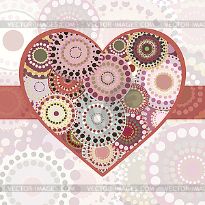 Vintage bright colorful heart beige tape - vector clipart