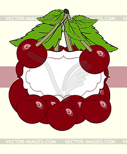 Drawn cherry berry labels - vector image