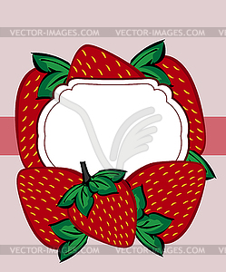 Drawn strawberry berry label - vector image