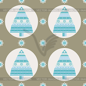 Christmas tree gifts seamless pattern - vector clipart