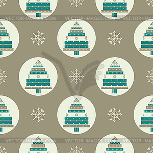 Christmas tree gifts seamless pattern - vector clip art