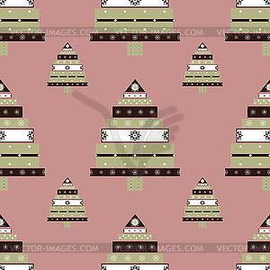 Christmas tree gifts seamless pattern - royalty-free vector clipart