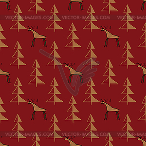 Moose wood ethnic ornament seamless pattern - vector clipart / vector image