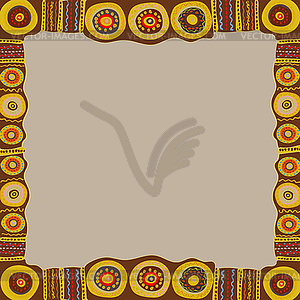 Ethnic hand painted square frame - vector clip art