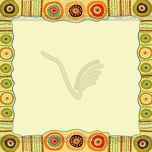 Ethnic hand painted square frame - vector image