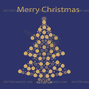 Christmas tree ball card background - vector clip art