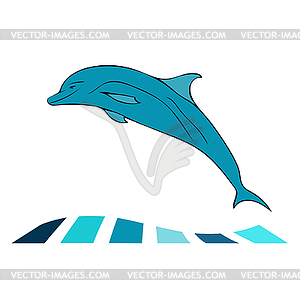 Dolphin sea animal silhouette  - color vector clipart