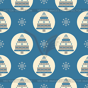 Christmas tree gifts seamless pattern - vector clipart