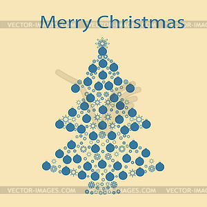 Christmas tree ball card background - vector clip art