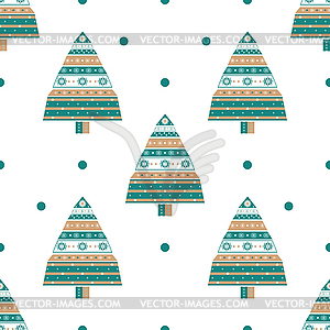 Christmas tree gifts seamless pattern - vector image