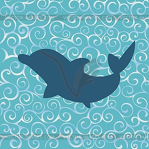 Дельфин морское животное силуэт - клипарт