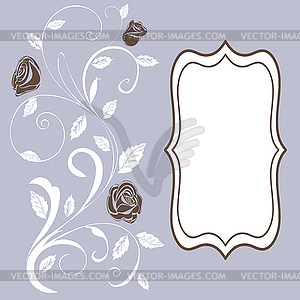 Vintage postcard branch roses hand drawing - vector clipart