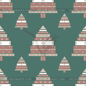Christmas tree gifts seamless pattern - vector image