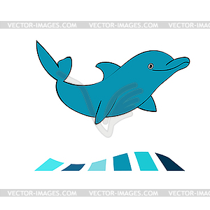 Дельфин морское животное силуэт - стоковый векторный клипарт