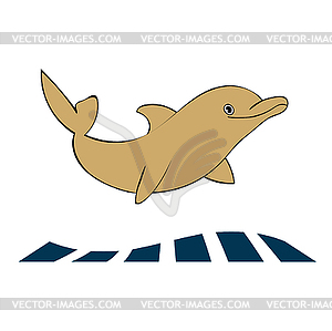 Дельфин морское животное силуэт - изображение в векторном формате