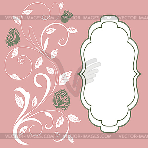 Vintage postcard branch roses hand drawing - vector clip art