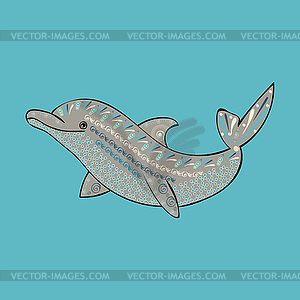 Dolphin sea animal ornament silhouette - vector image
